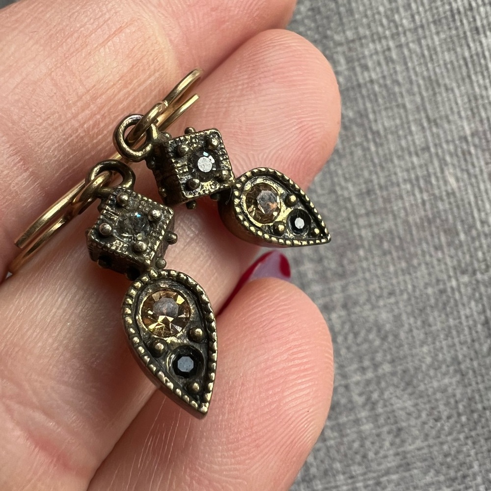 Elegant Patricia Locke Gold Tone Dangle Earrings with Swarovski Crystals